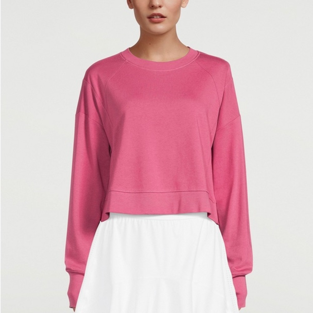 Sweaty Betty After Class Pink Crop Sweatshirt Adventure Pink Long Sleeve Size 8